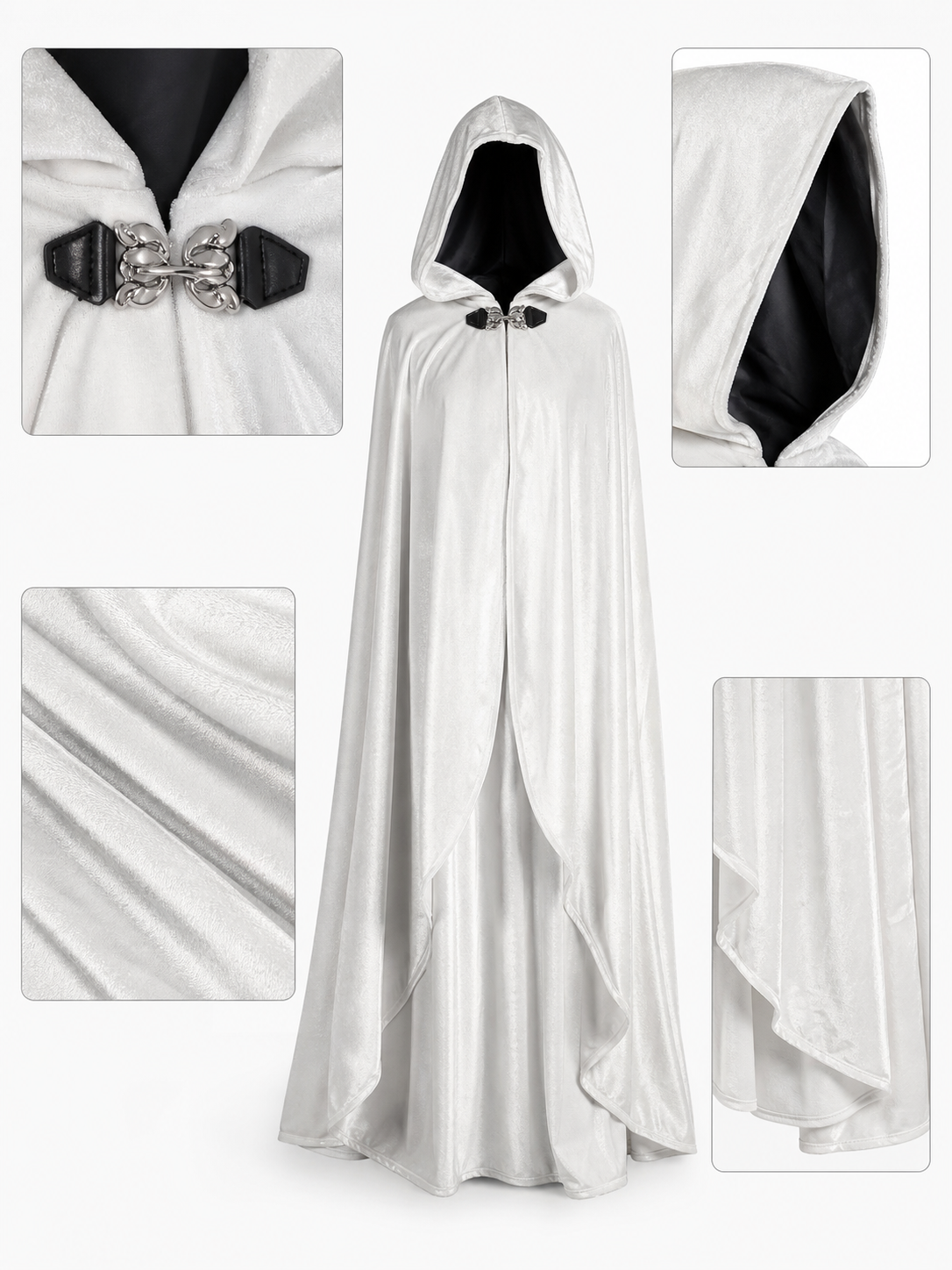 White Hooded Costume Cape, Medieval