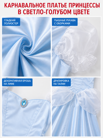Costume Dress with Train and Blue Brooch detail view