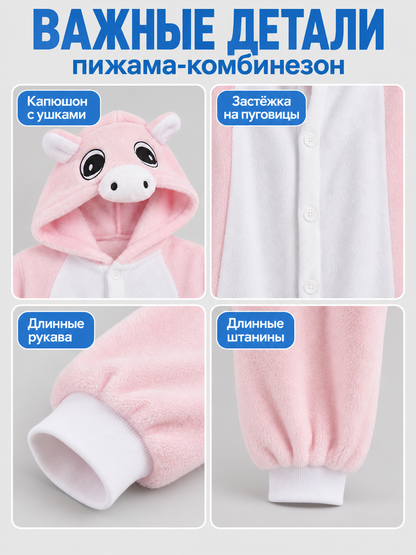 Flannel Pajama Jumpsuit with Hood and Ears