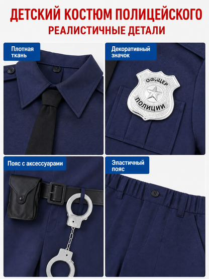 Police Costume for Role Play, 9 Pieces