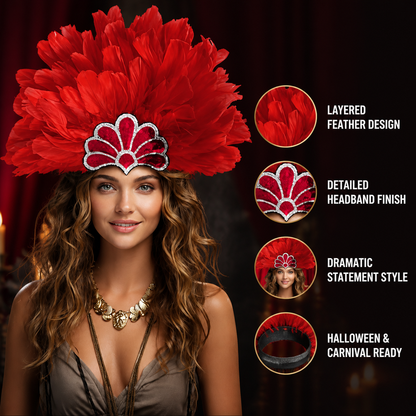 Red Feather Carnival Headpiece product view 40