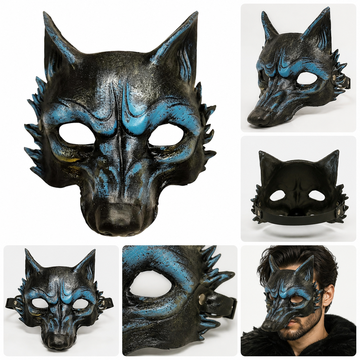 1pc Halloween Wolf Mask, Full Face Werewolf Style with Pointed Ears for Cosplay Party