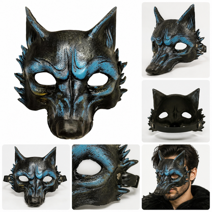 1pc Halloween Wolf Mask, Full Face Werewolf Style with Pointed Ears for Cosplay Party