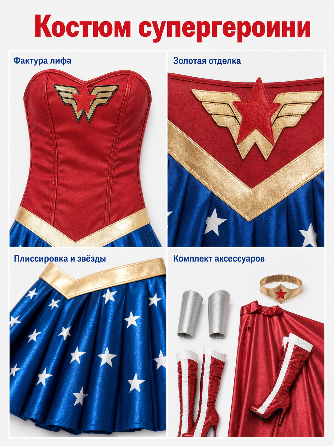 Wonder Woman-style superhero cosplay costume