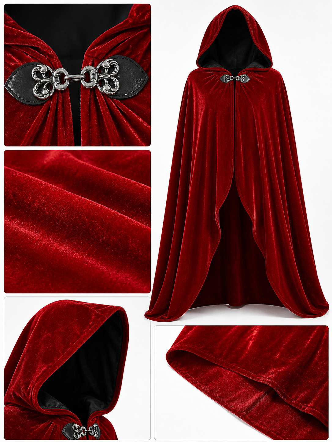 Red Velvet Cape with Feather Trim