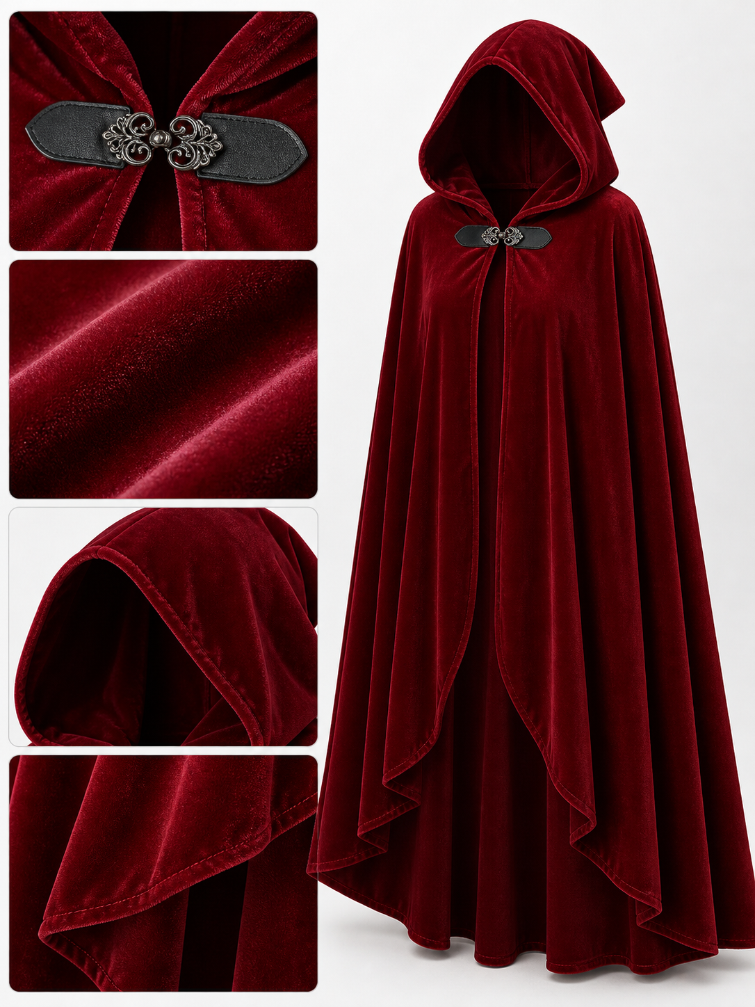 Red medieval carnival cloak with hood