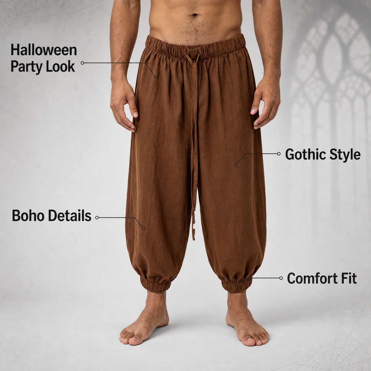 Men's brown cropped jogger pants