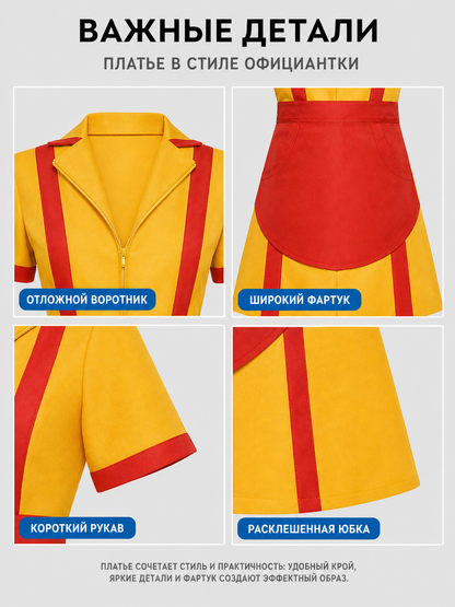 “2 Broke Girls” Cosplay Costume with Dress and Apron detail view