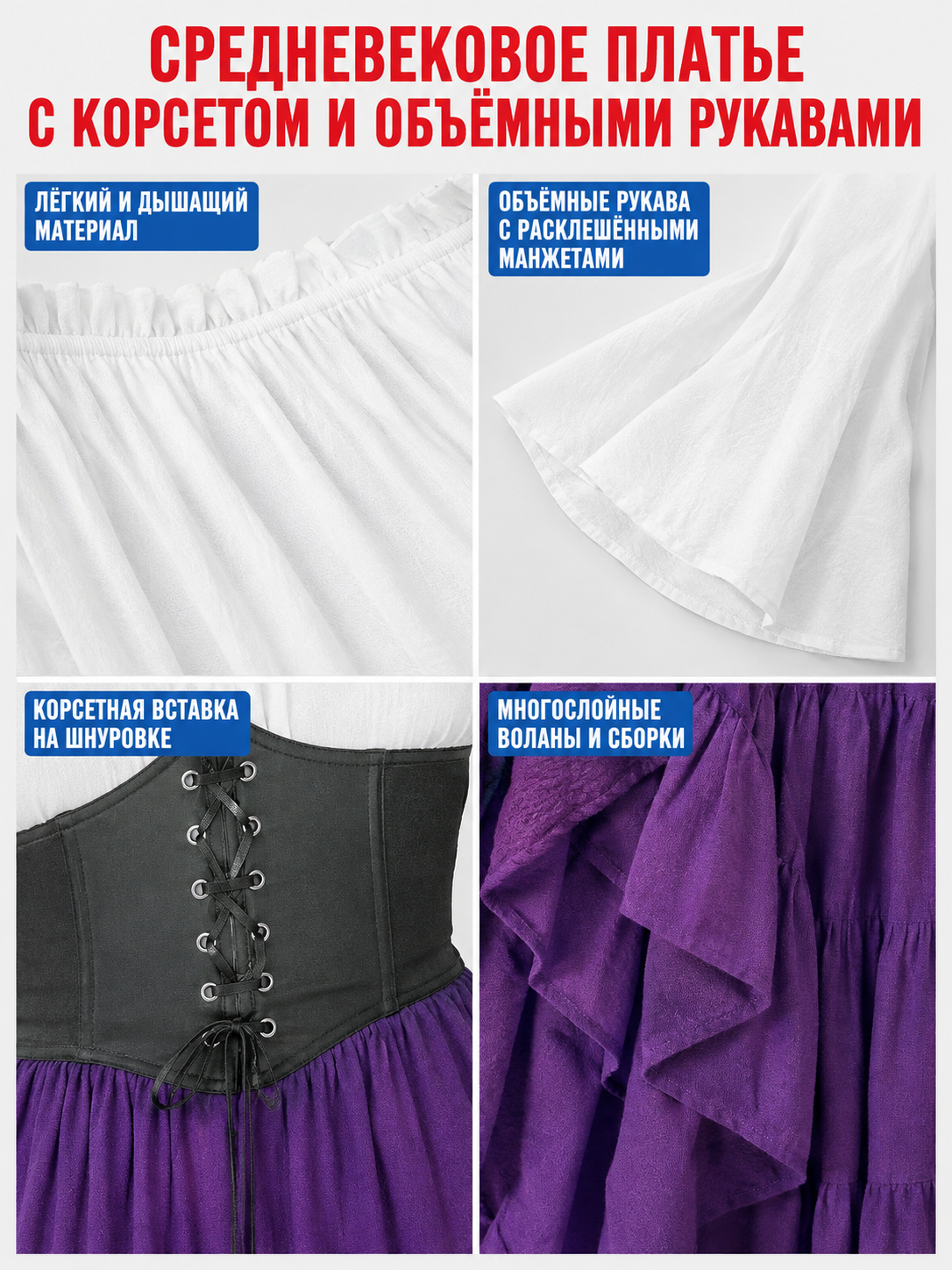 Maxi Dress with Corset Insert and Ruffles detail view