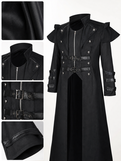 Gothic Coat with Stand Collar and Buckles