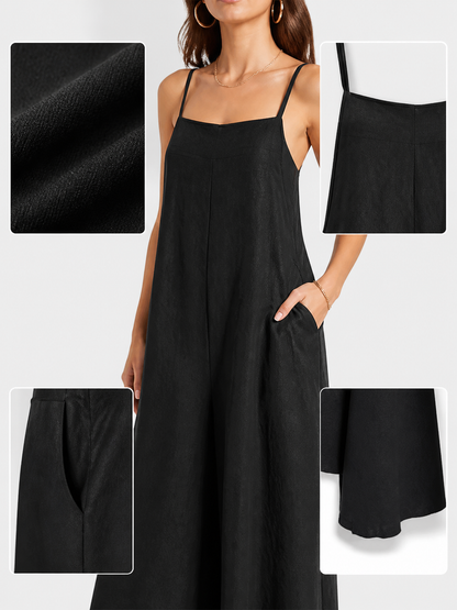 Black wide-leg strappy jumpsuit product view 19