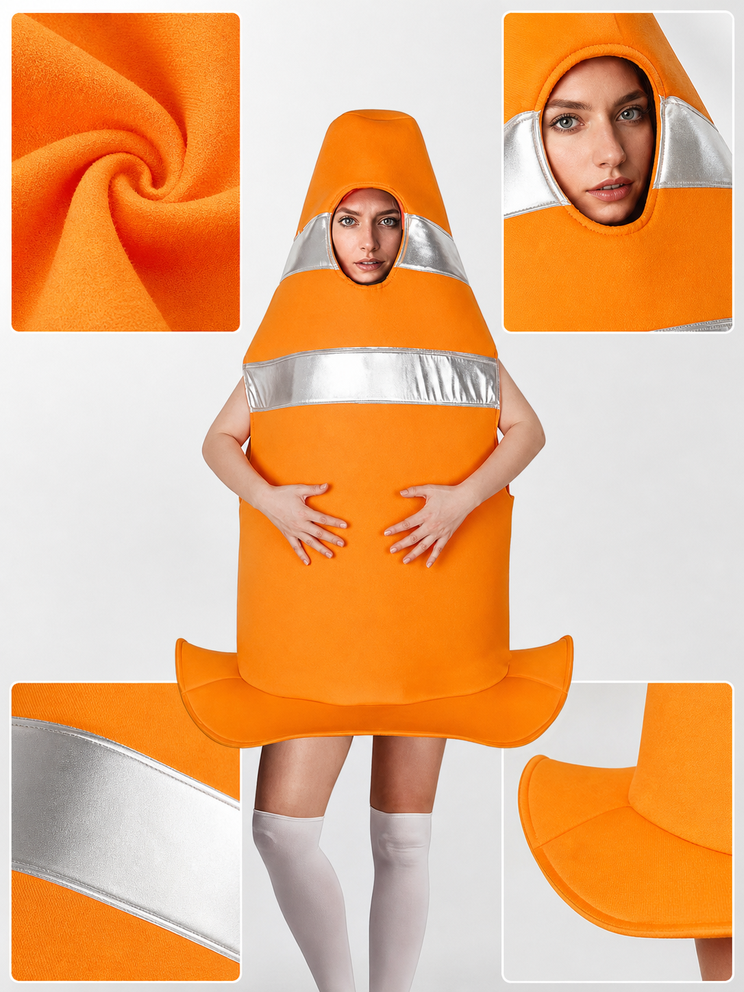 Adult Orange Traffic Cone Costume for Parties