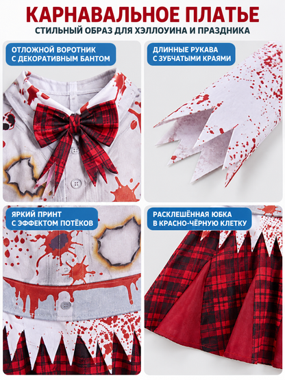 Carnival Dress with Red and Black Plaid Skirt