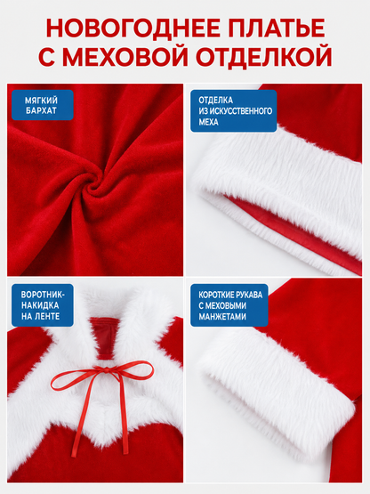Santa Claus Costume: Red Dress with Fur Trim