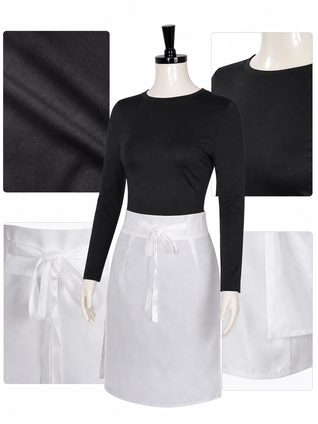 Nohara Rin Cosplay Costume: Black Top and White Skirt