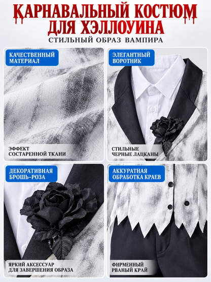 Halloween Carnival Costume with Rose Brooch