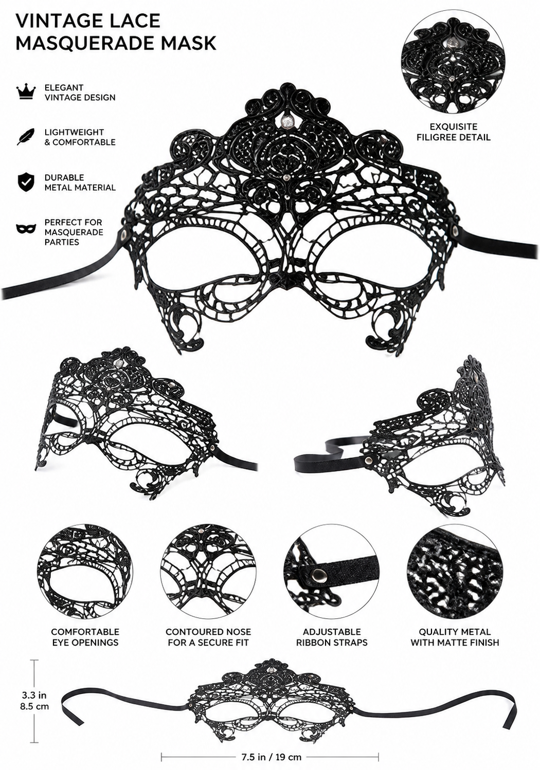 White feather masquerade headpiece product view 17