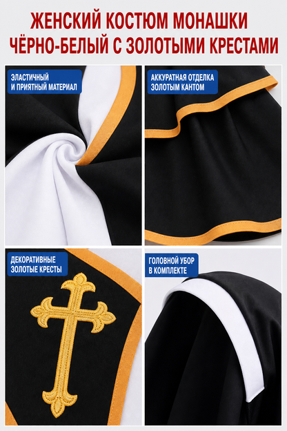 Religious carnival costume with crosses and a veil