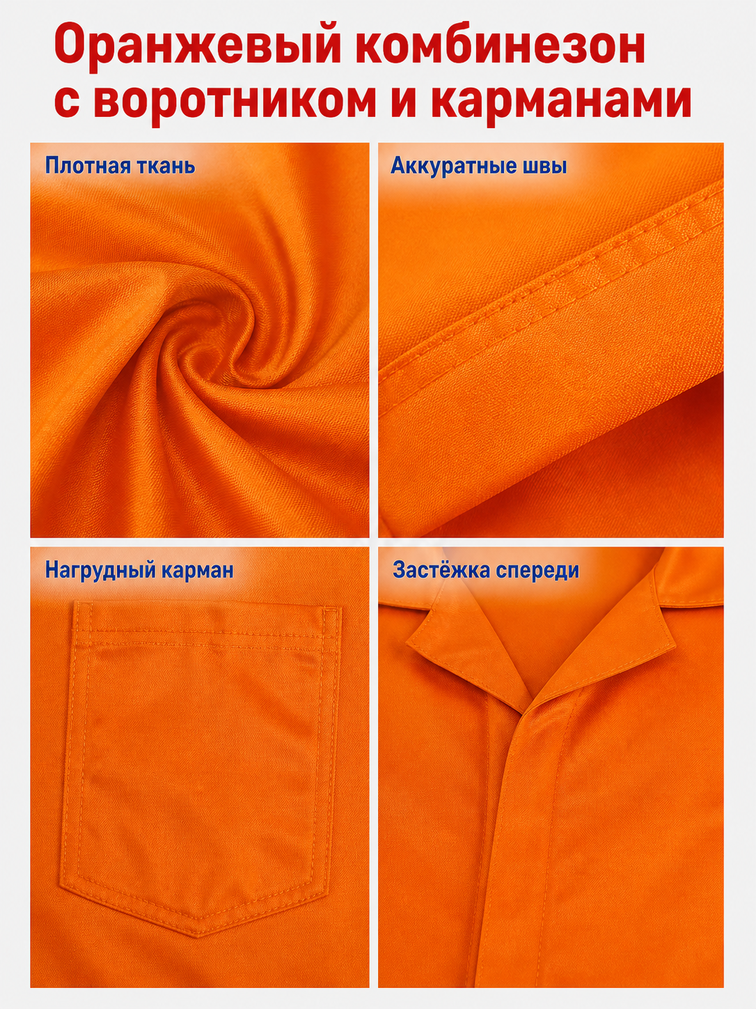 Orange Long-Sleeve Utility Jumpsuit