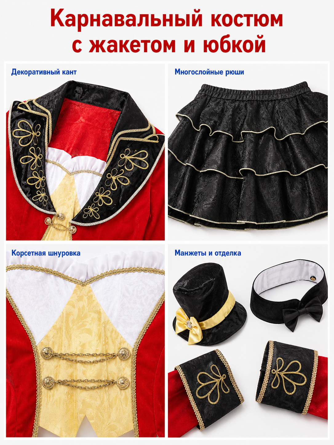 Circus Magician Costume for Cosplay and Carnival
