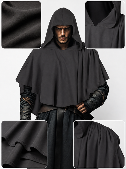Dark Gray Hooded Poncho Cloak Costume product view 21