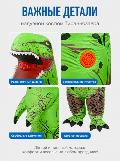 Tyrannosaurus Costume with Open Mouth for Halloween detail view