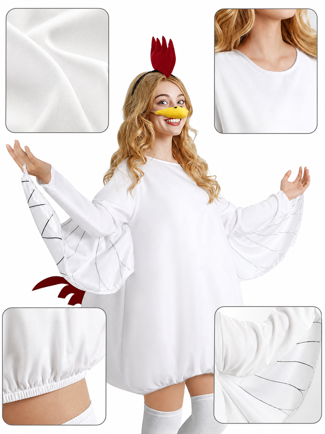 Adult Chicken Costume with Wings and Accessories