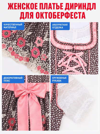Bavarian-Style Dress with Bow and Lace