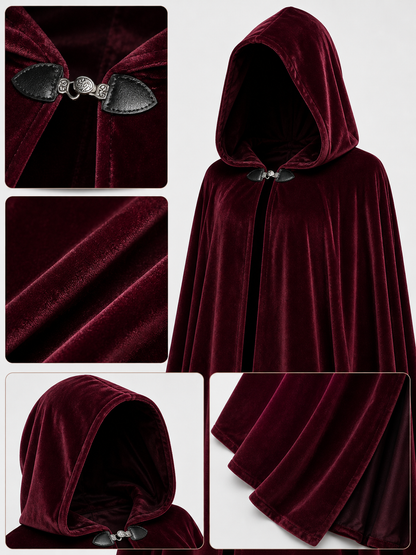 Burgundy Long Carnival Cloak with Hood