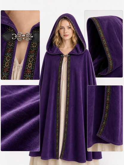 Purple Hooded Velvet Costume Cape product view 64