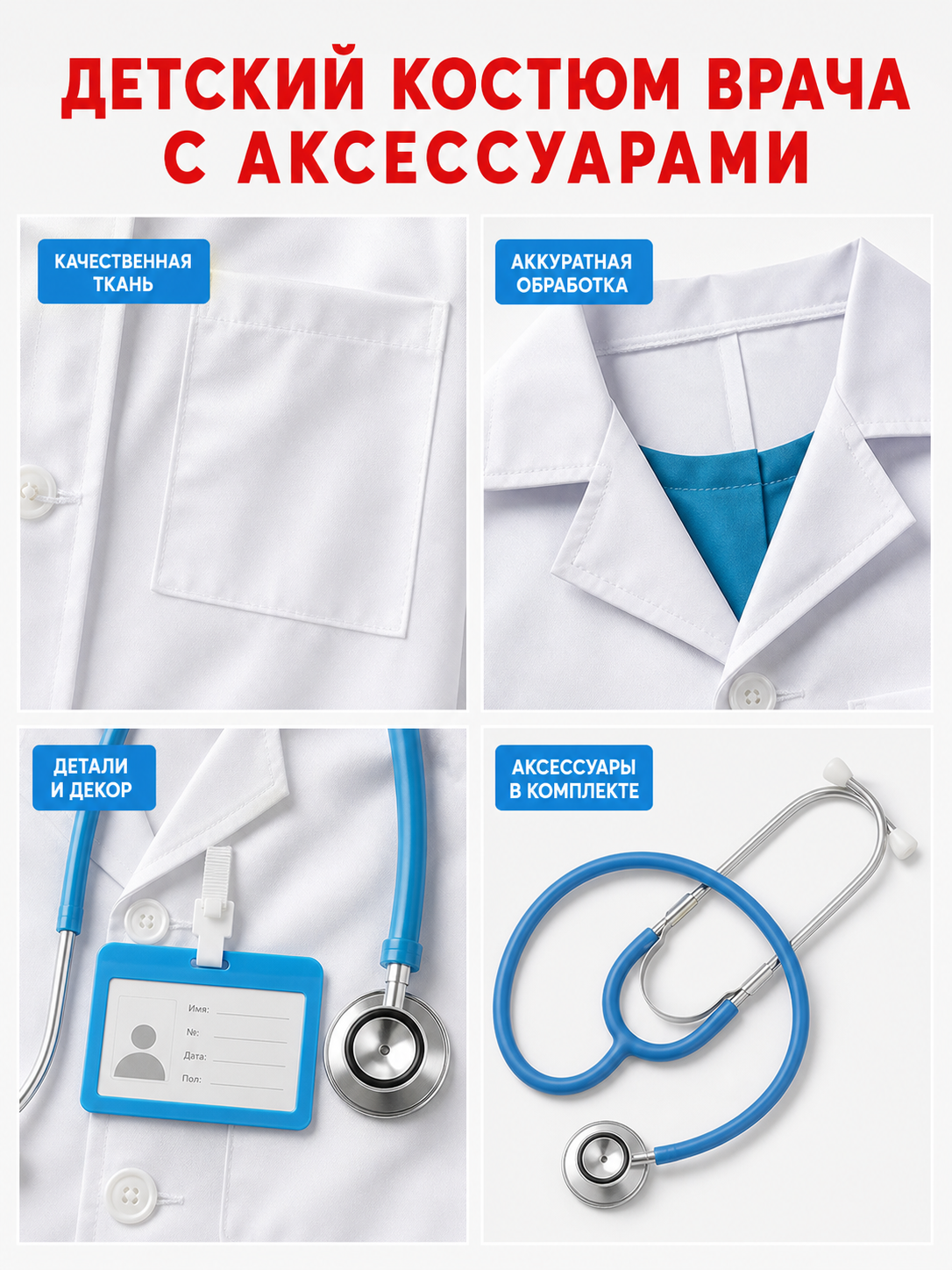 Kids Doctor Costume for Pretend Play, Set