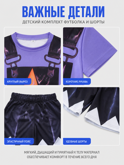Children's short-sleeve top and shorts set with a star detail view