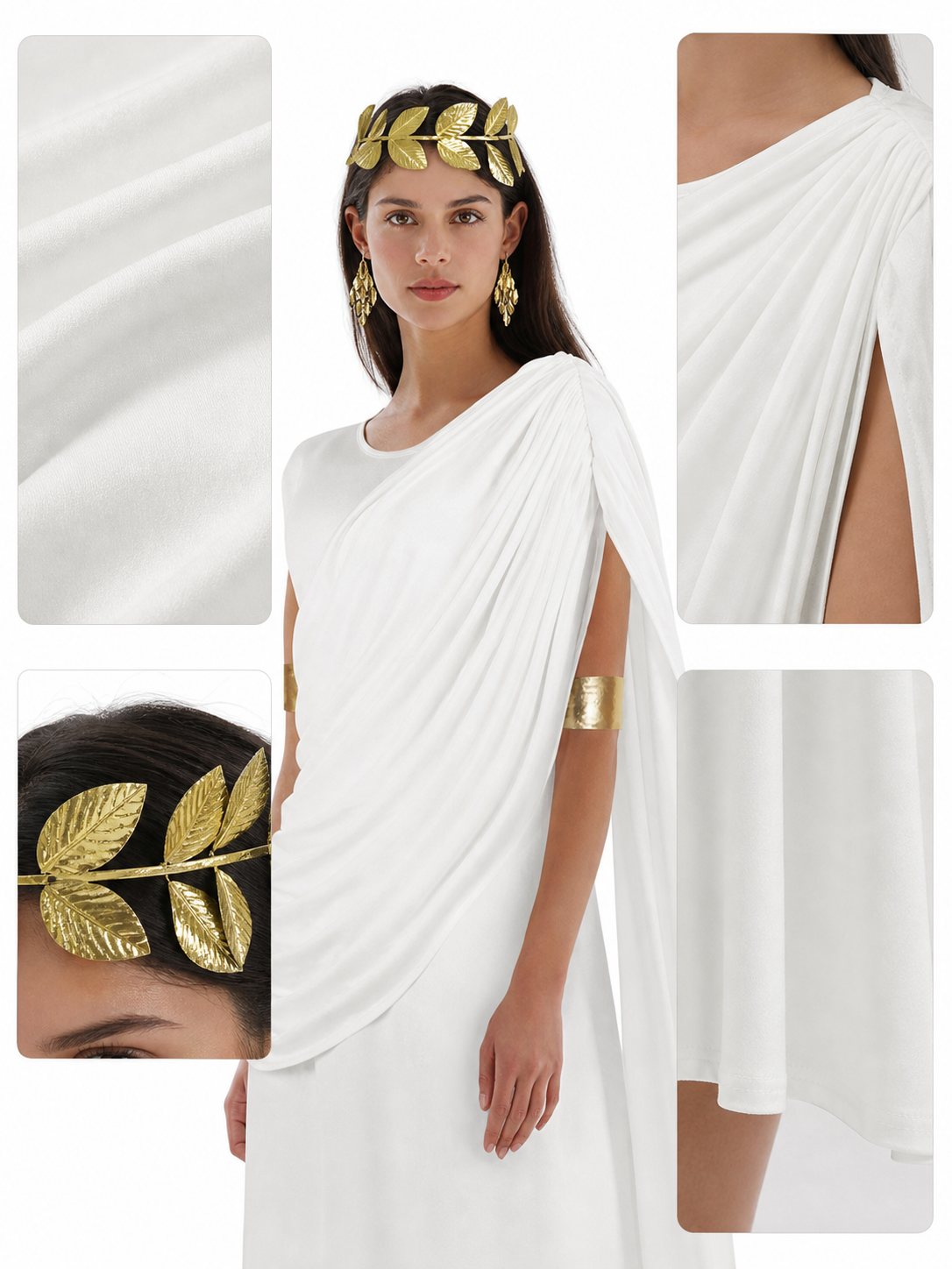 White draped dress with flowing train product view 31