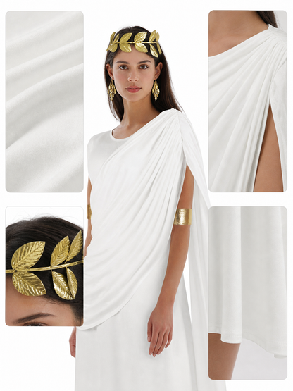 White draped dress with flowing train product view 31