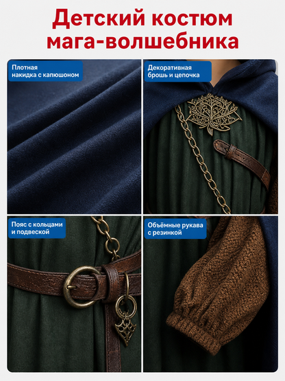 Dark Blue Hooded Costume Cloak