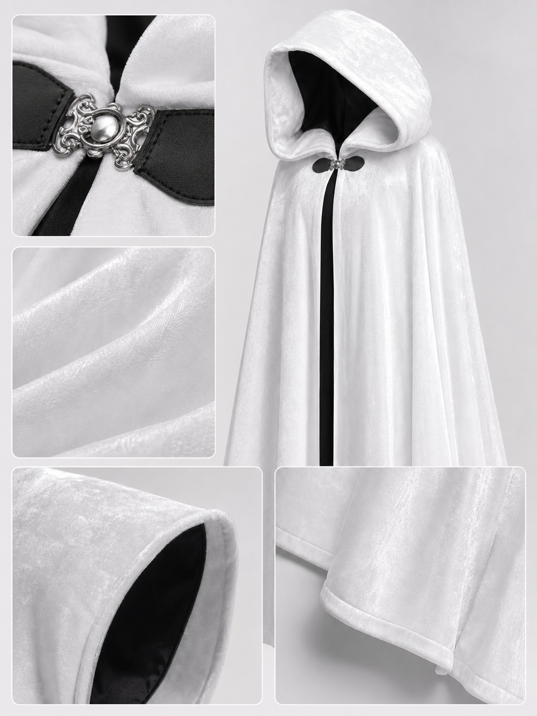 Long White Hooded Carnival Cloak