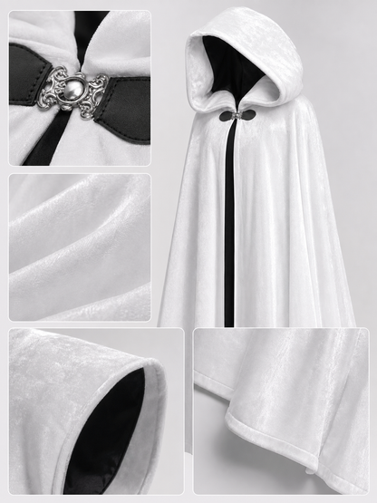 Long White Hooded Carnival Cloak