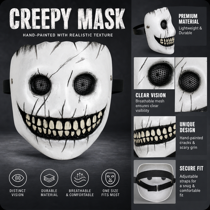 1pc Halloween Grinning Full-Face Foam Mask with Wide Toothy Smile for Cosplay Party
