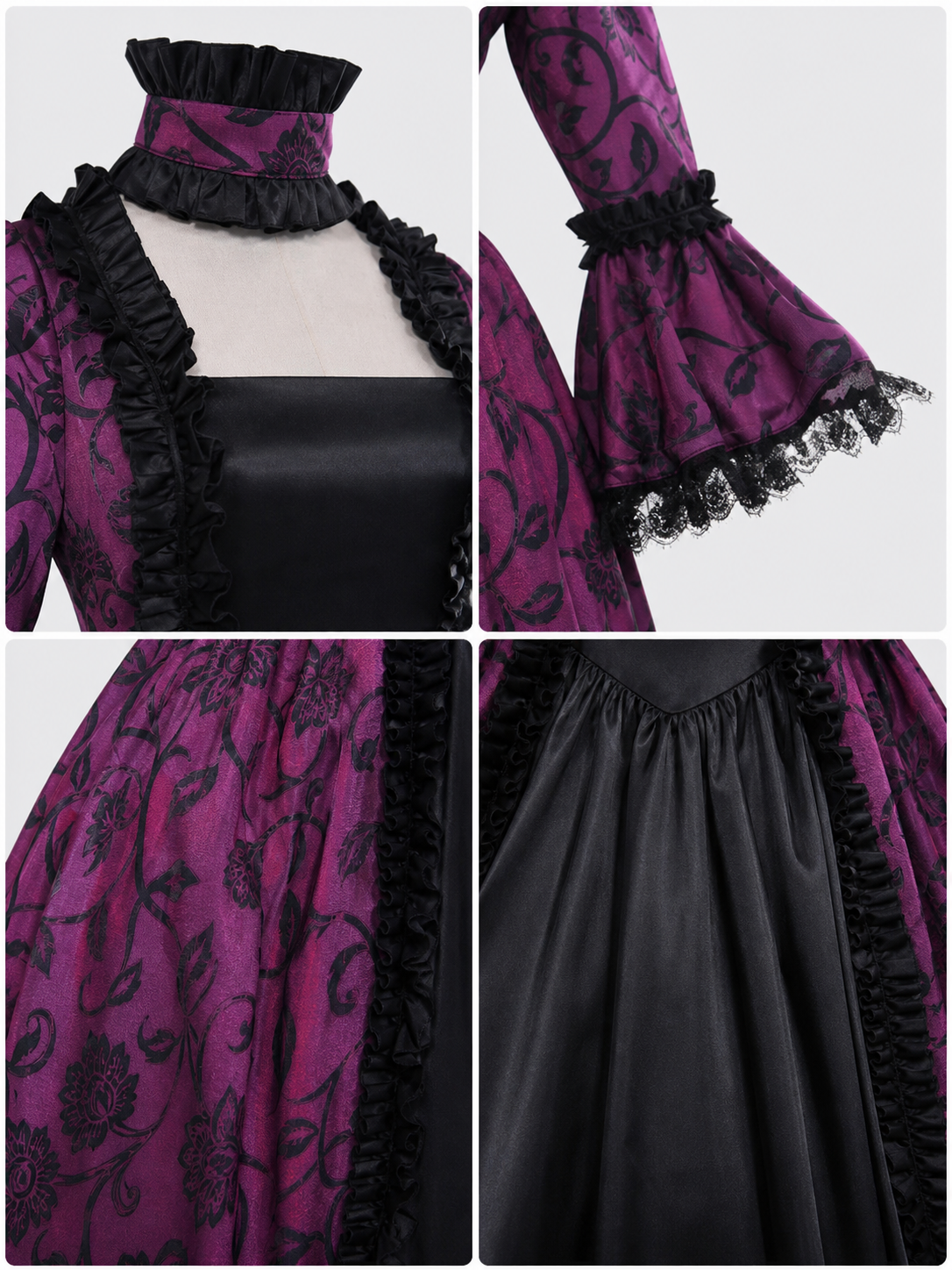 Gothic Victorian Dress with Flared Sleeves