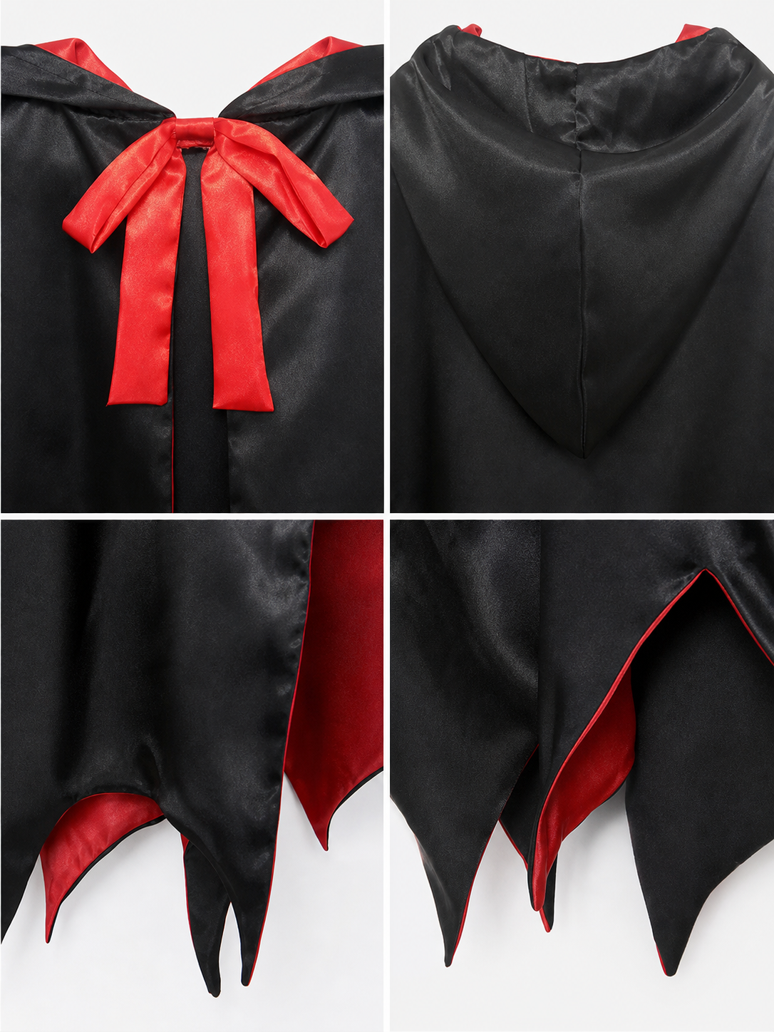 Hooded Vampire Cloak Cape, Red and Black