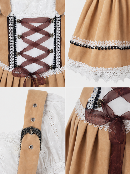 Bavarian Lace-Up Dress with Lace for Cosplay