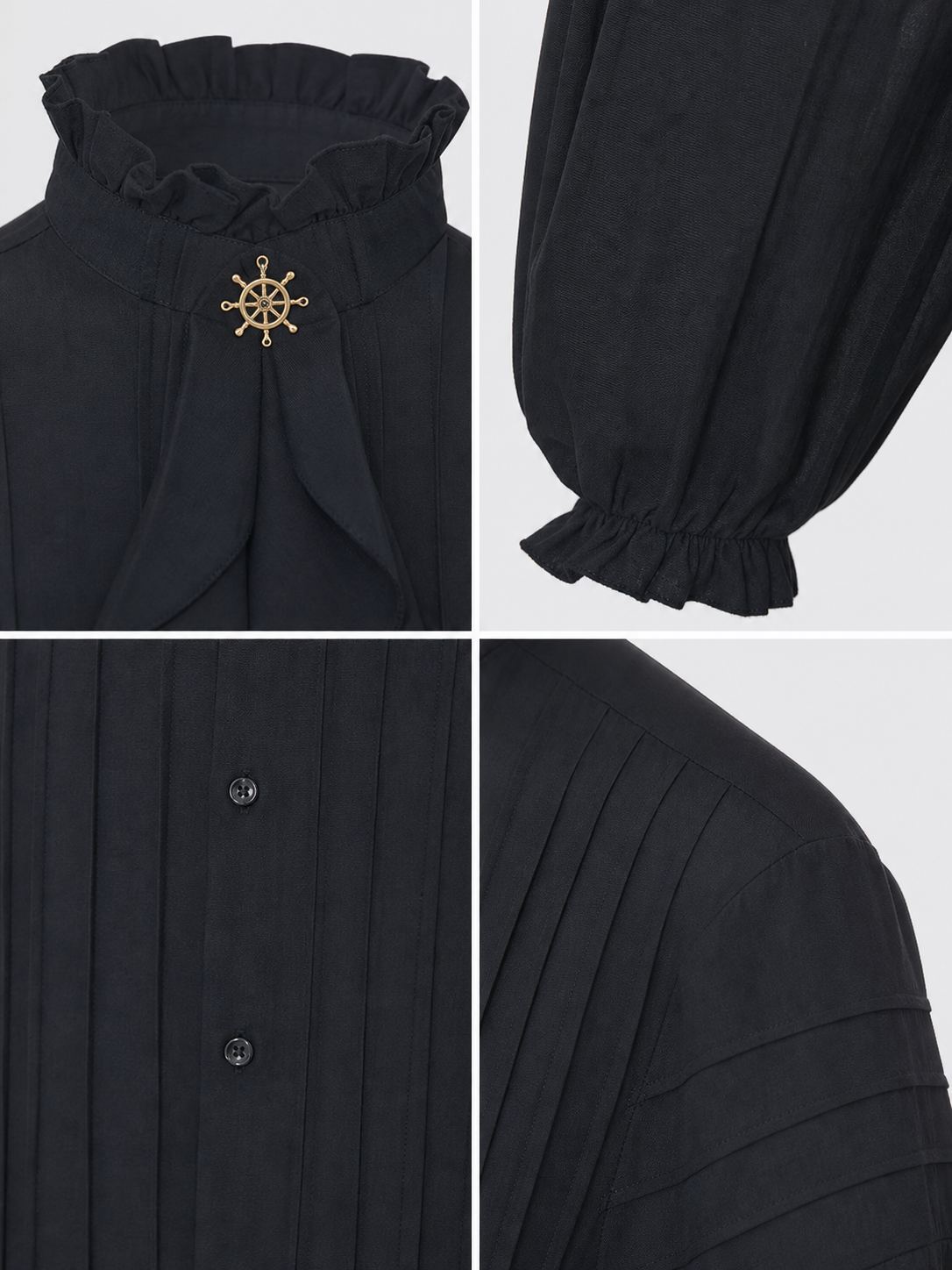 Black cosplay shirt with a high collar