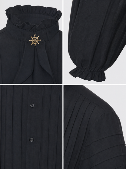 Black cosplay shirt with a high collar