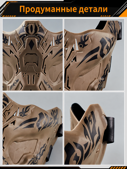 Half-Face Halloween Mask with Black Ornament
