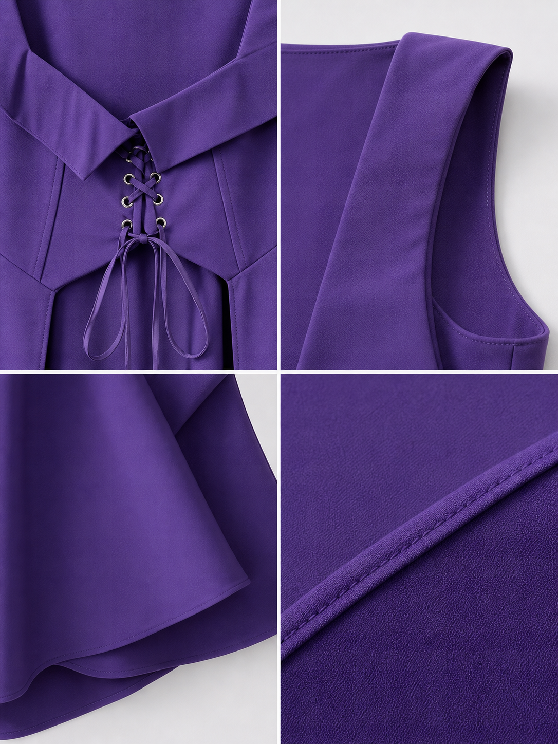 Purple Medieval-Style Lace-Up Dress