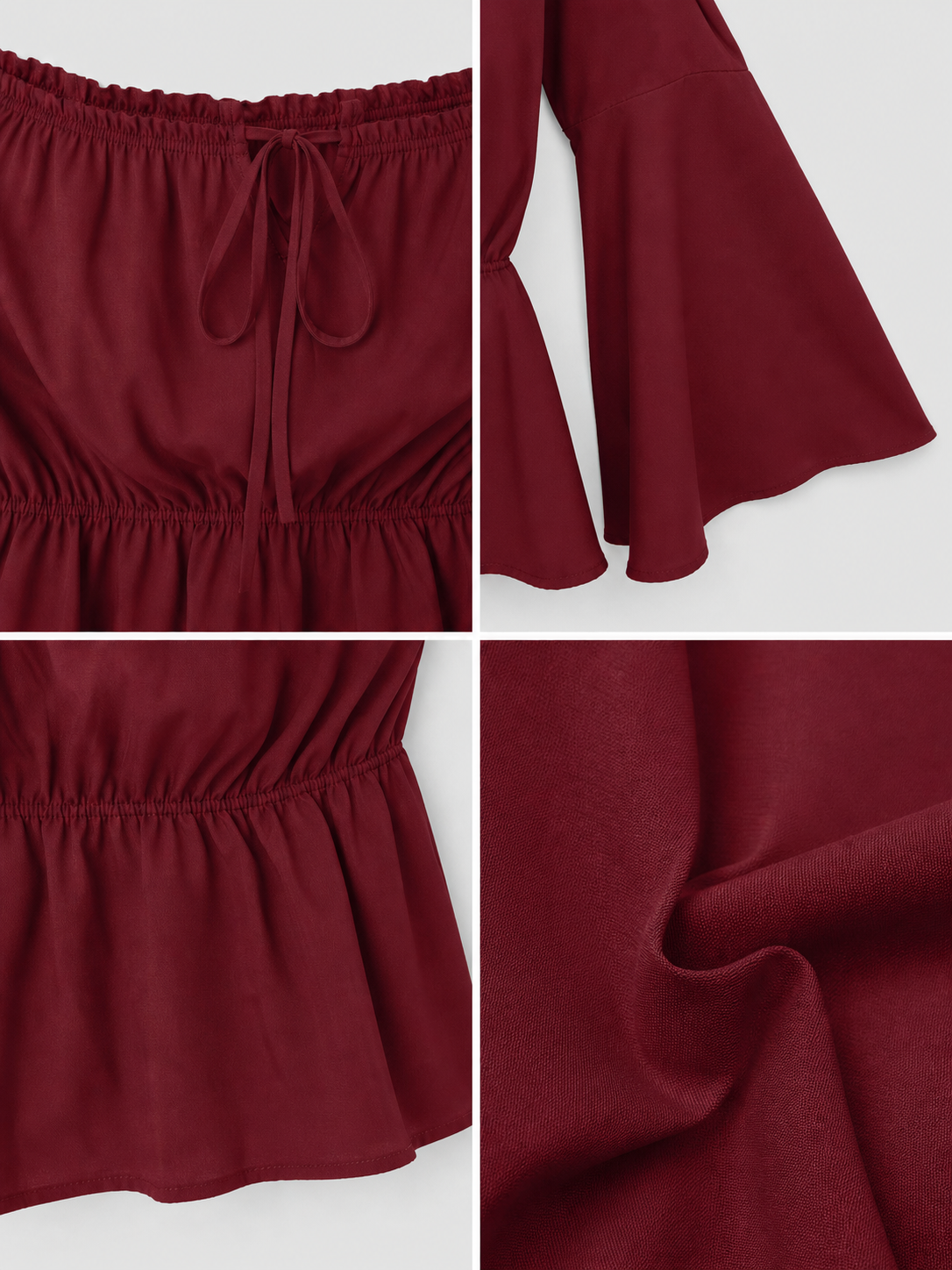 Off-the-Shoulder Blouse with Flared Cuffs
