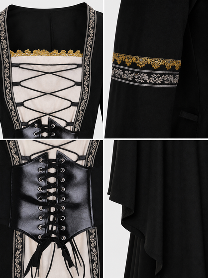 Gothic Long-Sleeve Lace-Up Dress