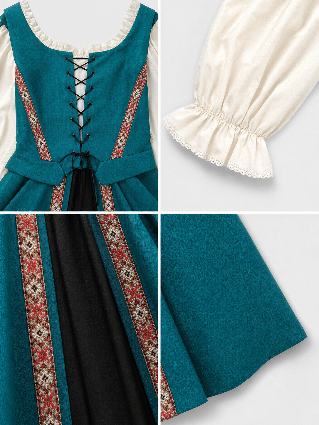 Renaissance-Style Dress with a Square Neckline