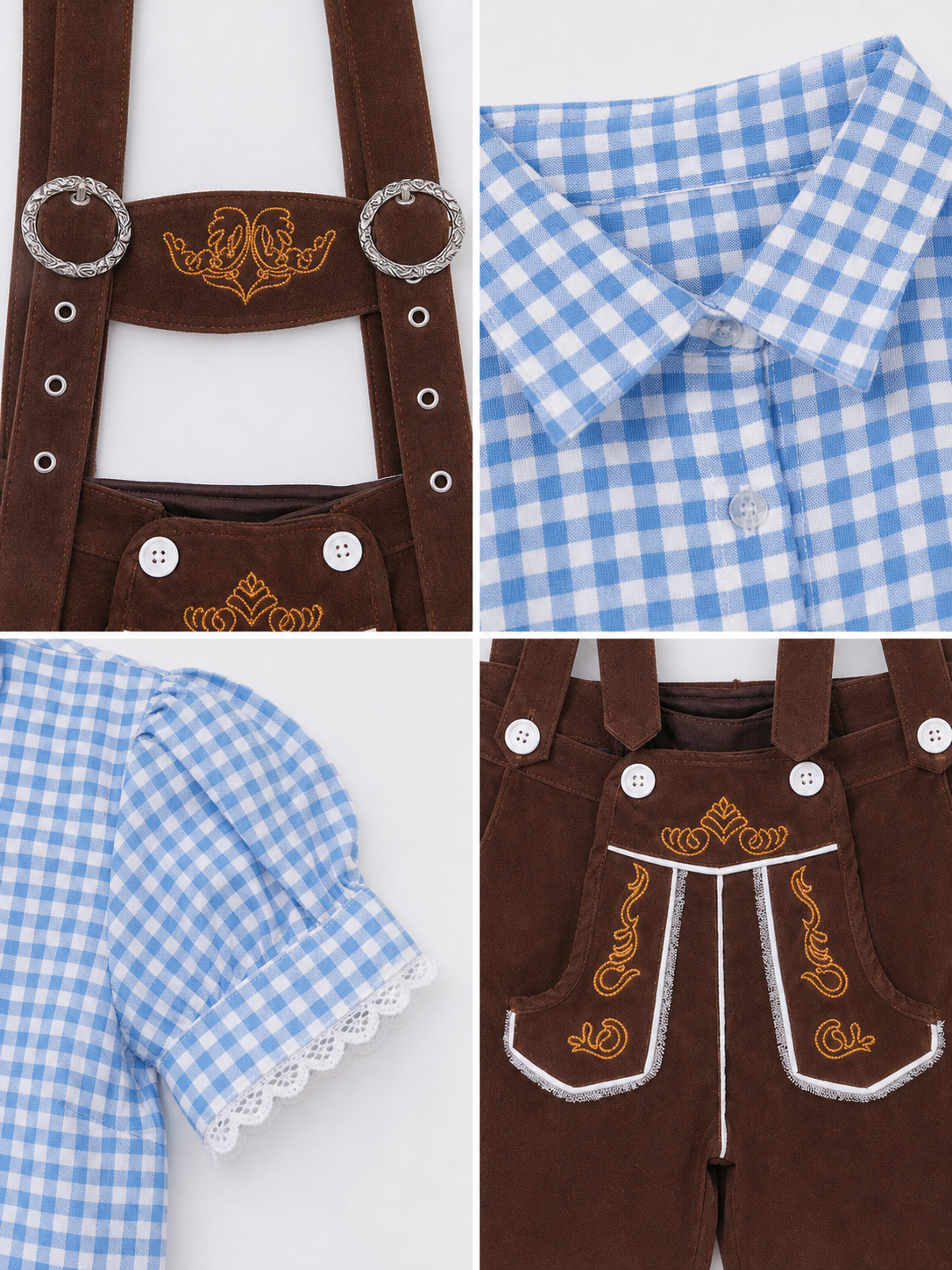 Folk-Style Set: Shirt and Suspender Shorts