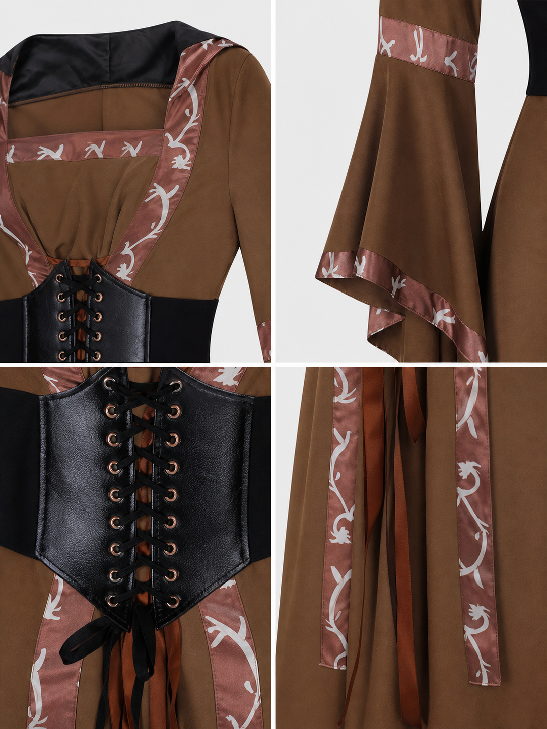 Medieval Hooded Lace-Up Dress